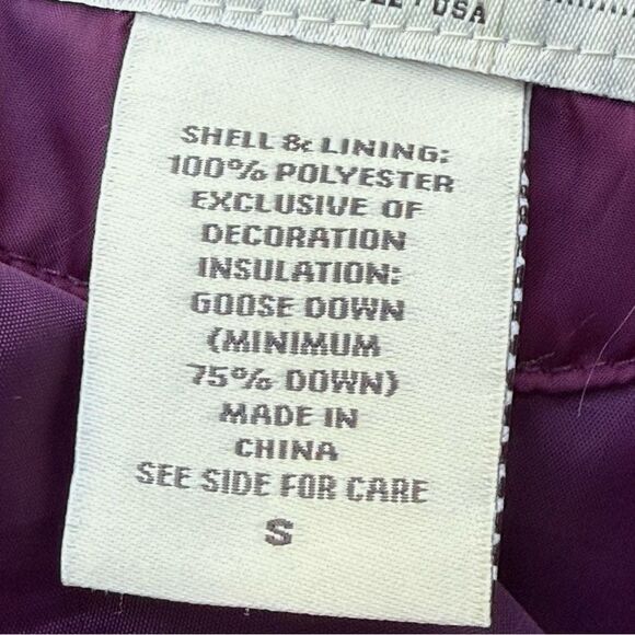 Eddie Bauer Women’s Small Purple Premium Goose Down Puffer Vest Made in USA - Picture 9 of 13
